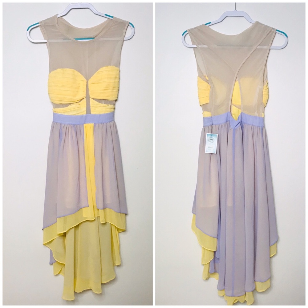 Bonded High Low Cross Open Back Dress - Picture 1 of 8